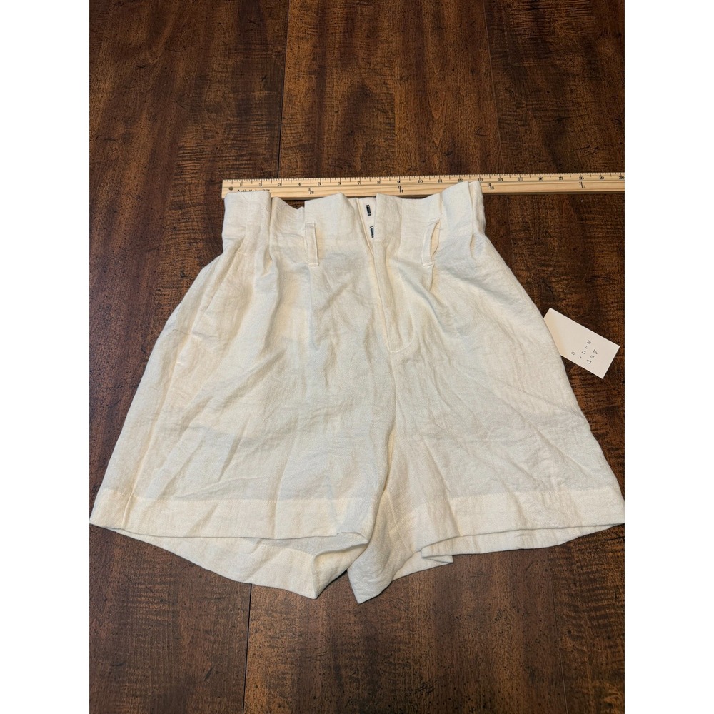 NEW A New Day Women's Mid-Rise Linen Pull-On Shorts White Size XS NWT